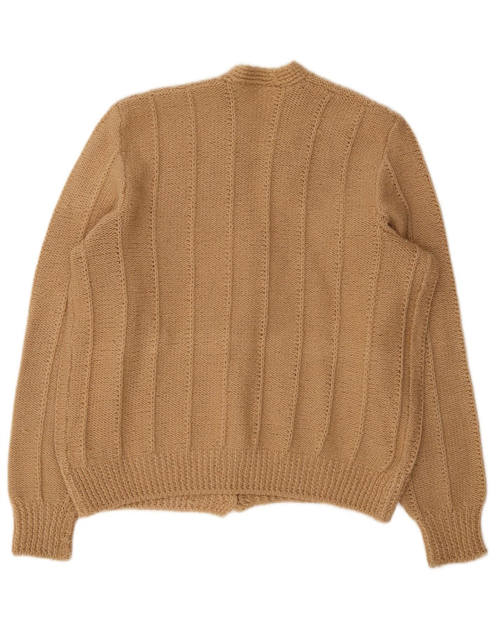 Suéter Cardigan Feminino Vintage Reino Unido 14 Grande Bege