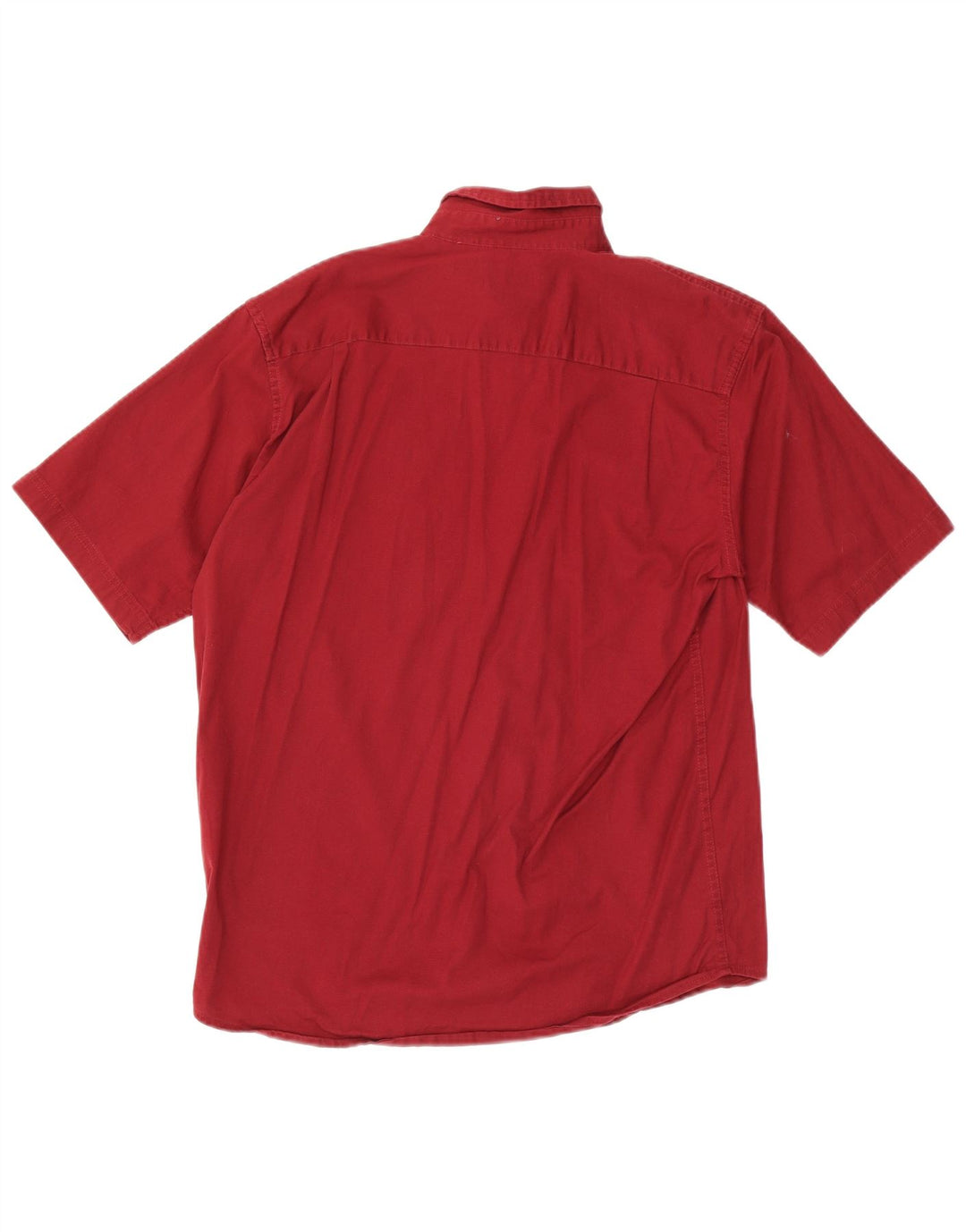 Wrangler Camisa masculina de manga curta média algodão Borgonha