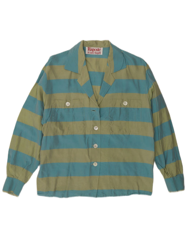 Blusa feminina Laura Biagiotti UE 42 grande seda listrada verde
