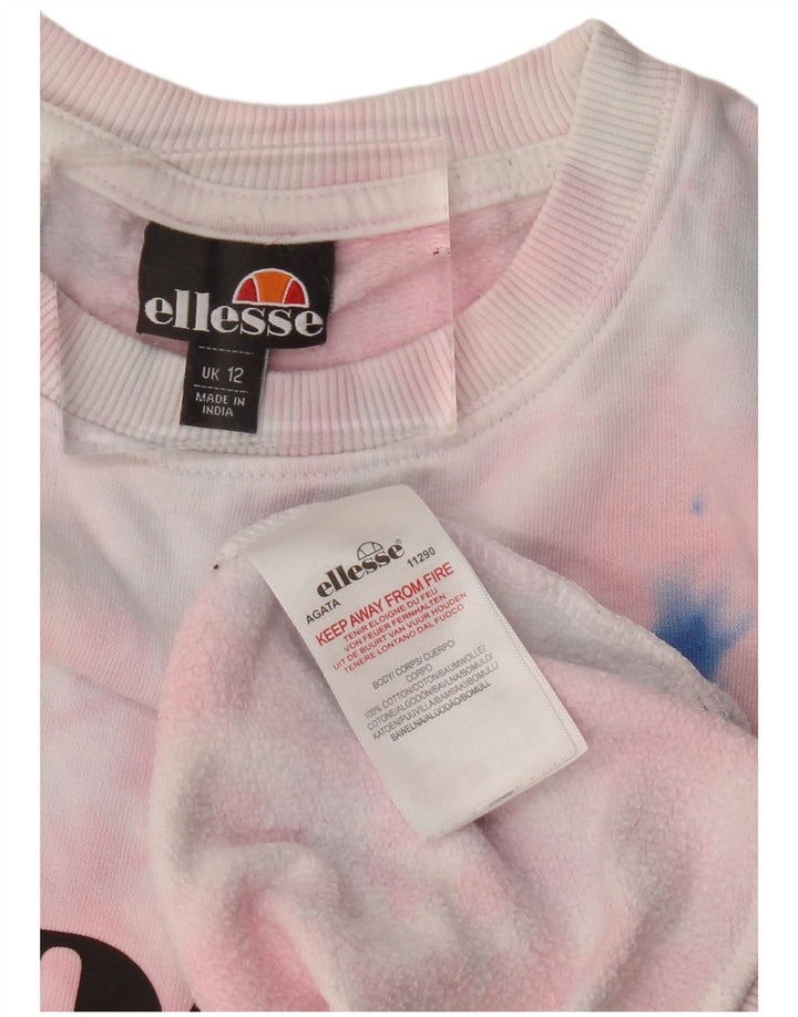 Moletom feminino Ellesse com estampa gráfica UK 12 algodão tie-dye rosa médio