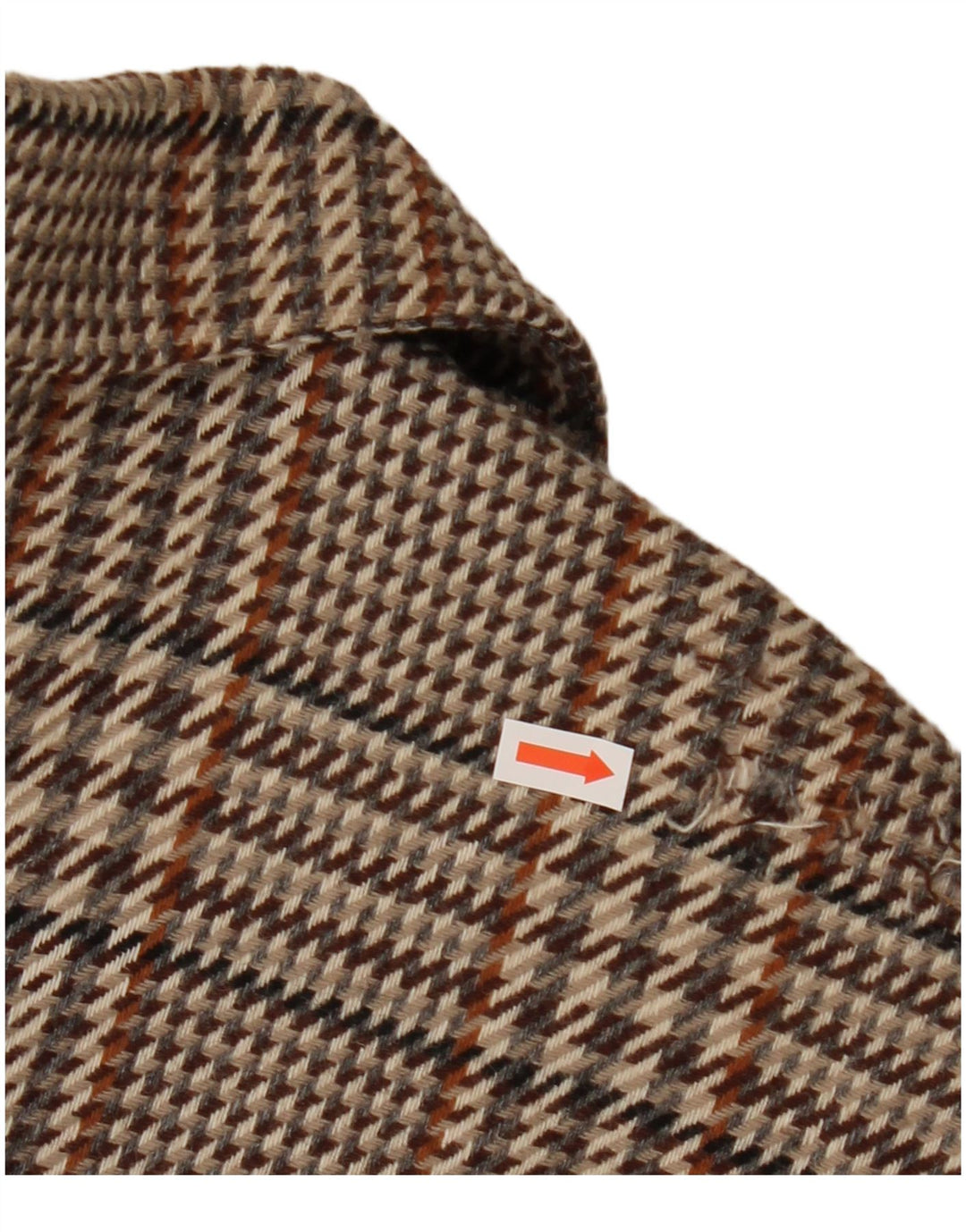 Jaqueta blazer feminina vintage com 1 botão Reino Unido 20 2XL lã xadrez marrom