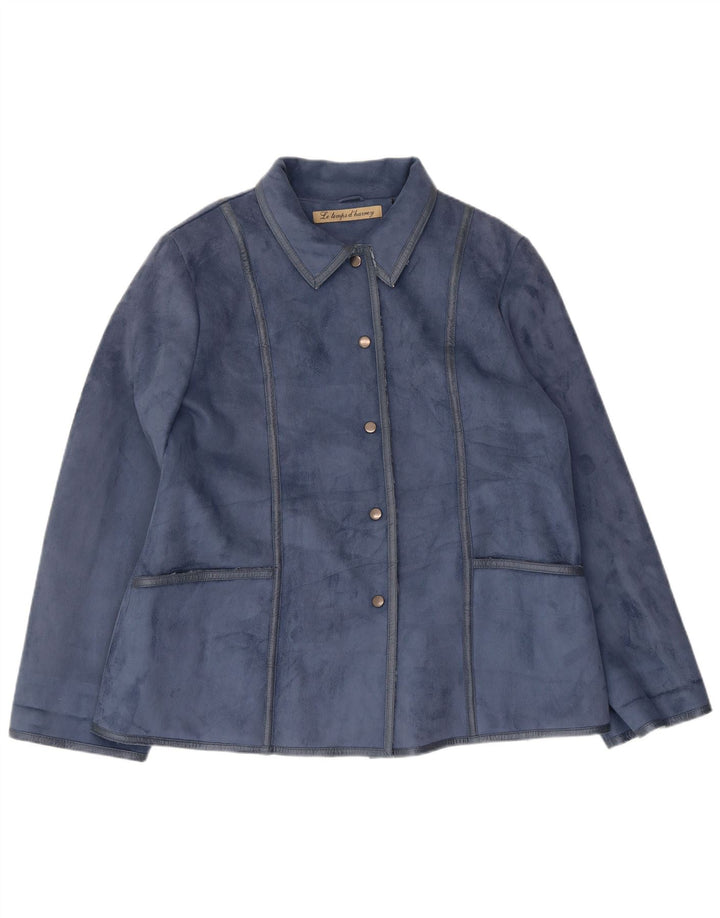 Sobretudo feminino vintage IT 50 XL azul poliéster