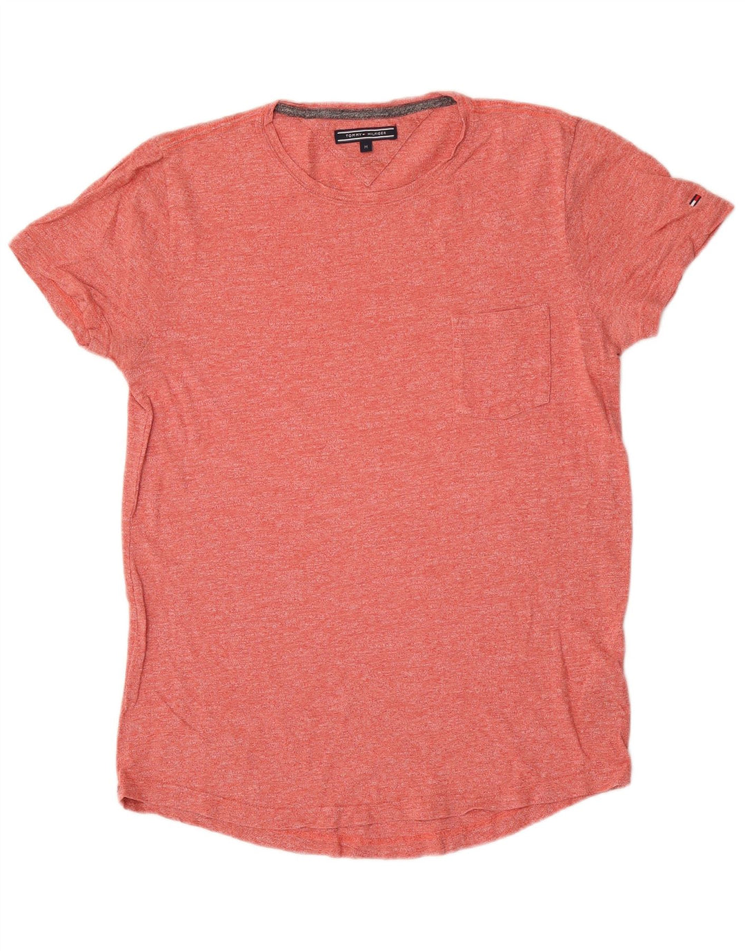 Camiseta masculina Tommy Hilfiger Top médio algodão manchado vermelho