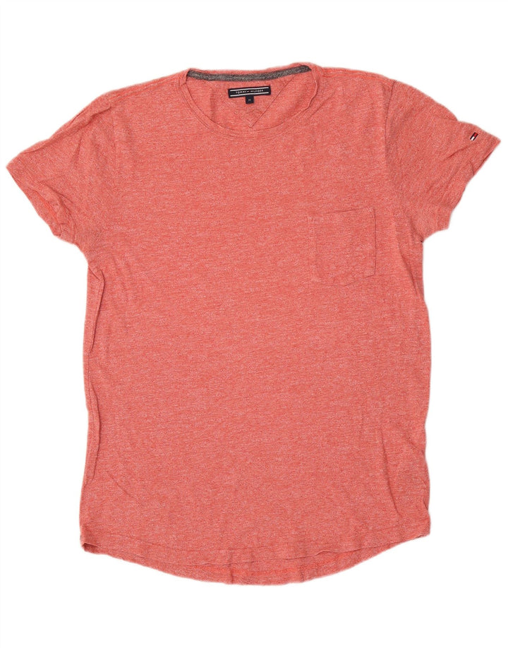 Camiseta masculina Tommy Hilfiger Top médio algodão manchado vermelho