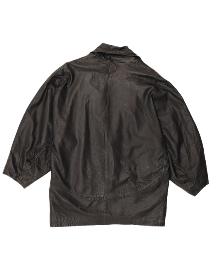 Jaqueta de couro feminina vintage Reino Unido 16 grande couro preto