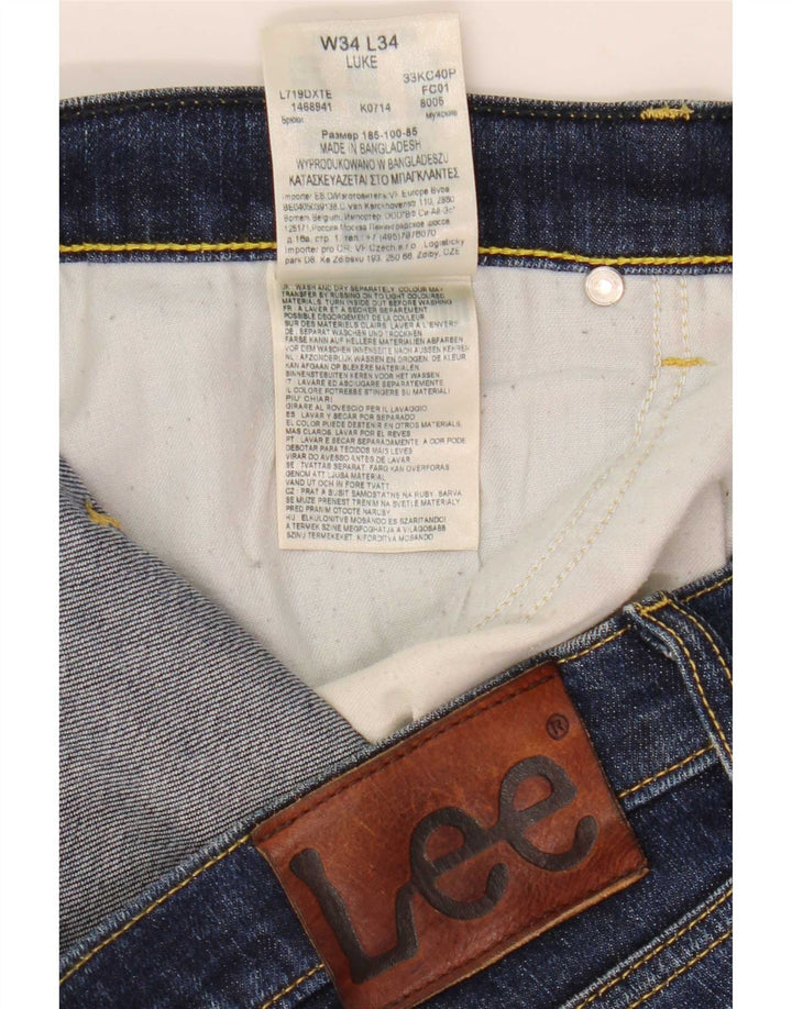 Lee Mens Luke Slim Jeans W34 L30 Azul Marinho Algodão
