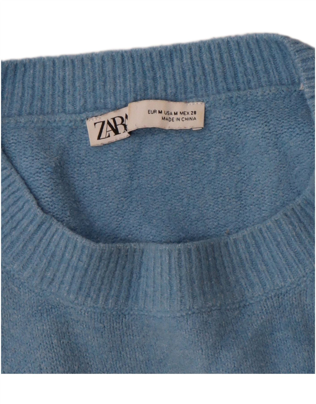 Zara Suéter masculino com gola redonda, azul médio