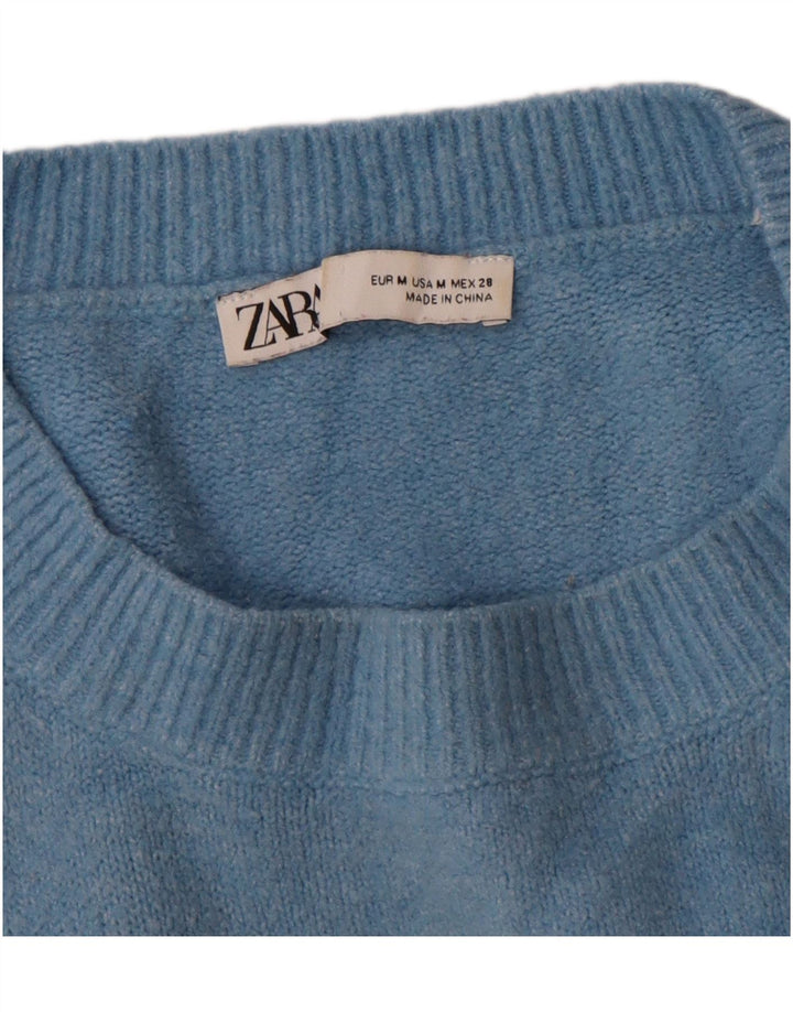 Zara Suéter masculino com gola redonda, azul médio