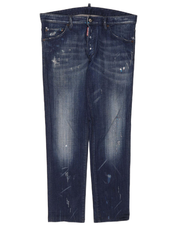 Dsquared2 Calça jeans feminina desgastada IT 52 2XL W36 L29 algodão azul