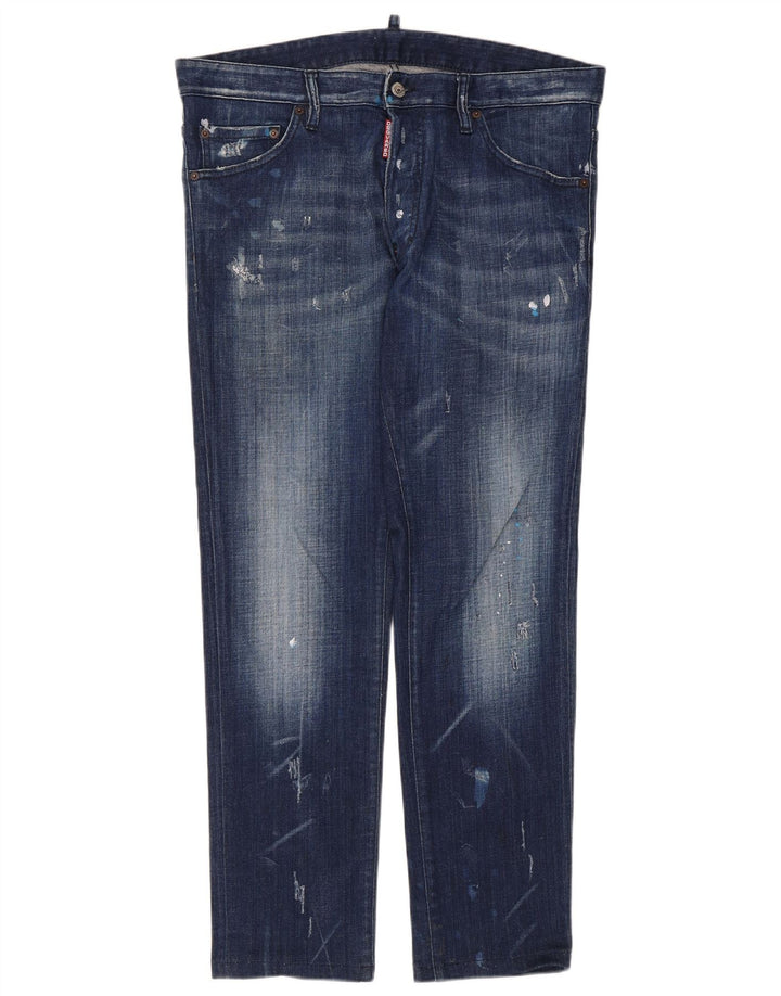 Dsquared2 Calça jeans feminina desgastada IT 52 2XL W36 L29 algodão azul