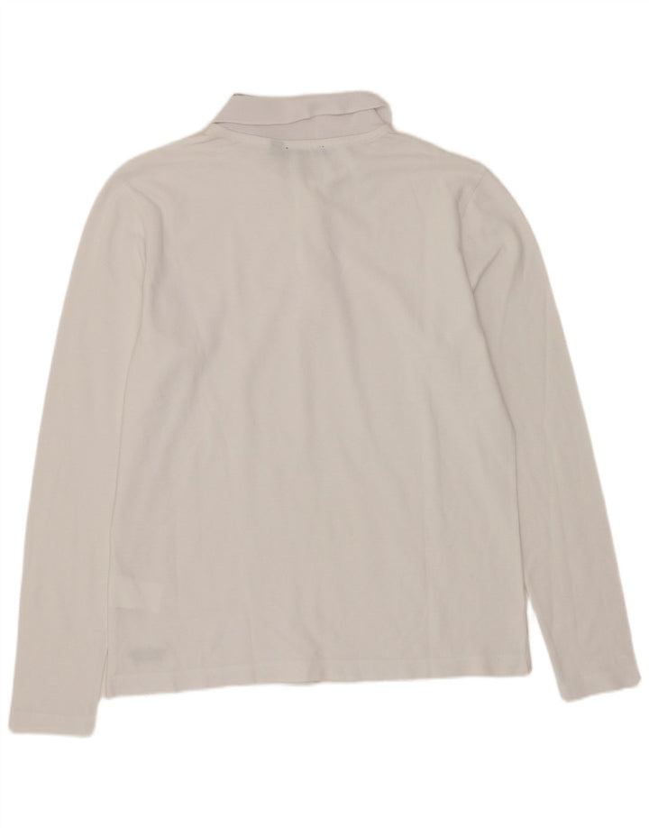 Camisa polo masculina de manga comprida Calvin Klein de algodão branco médio