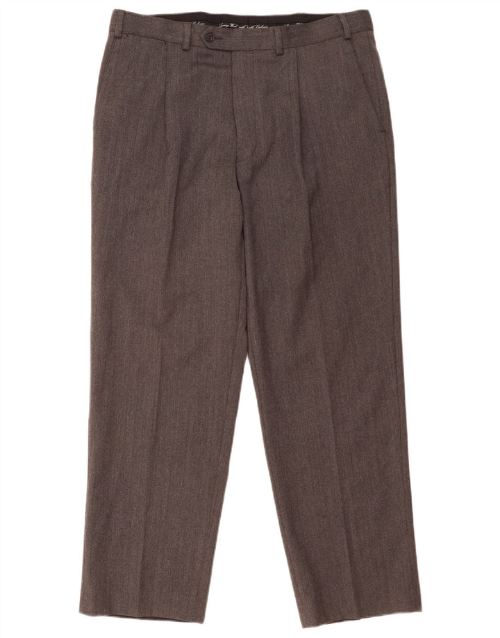 Calça masculina de terno reto MARKS & SPENCER W36 L29 lã cinza