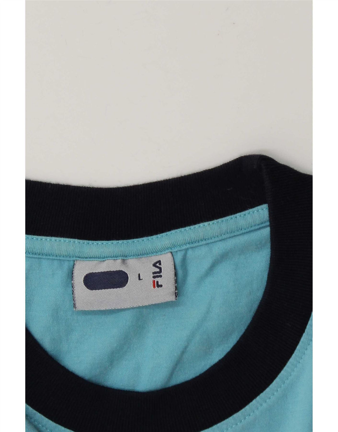 Fila Mens Graphic Top manga comprida grande bloco colorido azul