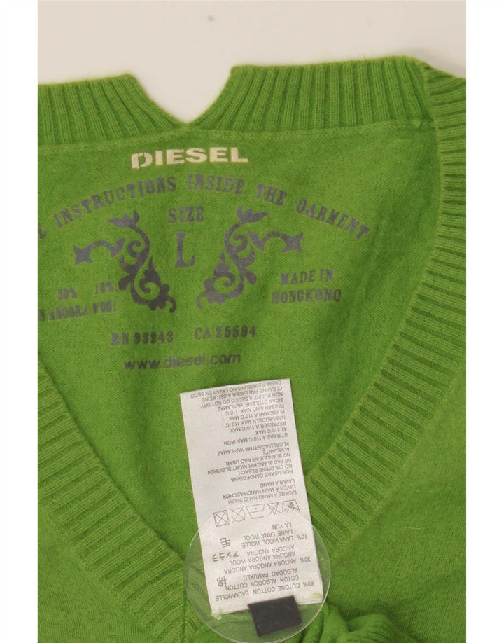 Suéter masculino diesel com decote em V grande algodão verde