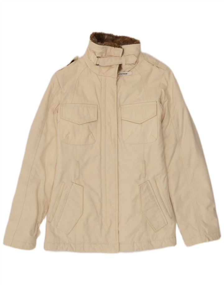 Jaqueta militar feminina Woolrich Reino Unido 6 XS bege nylon