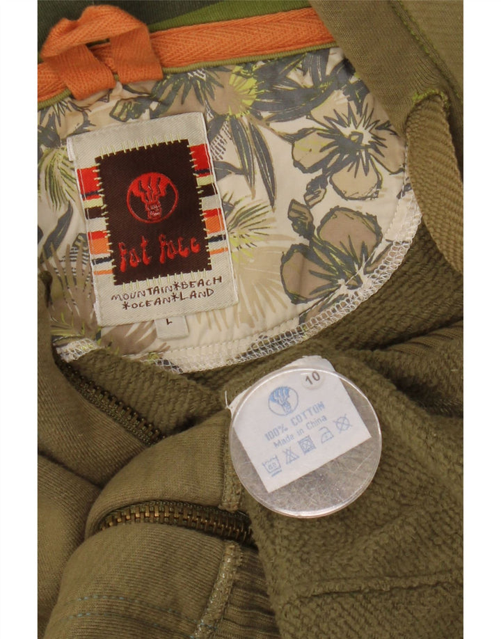 Suéter masculino com capuz e zíper Fat Face grande algodão cáqui