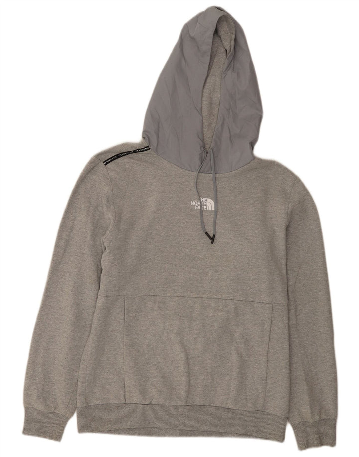Suéter com capuz gráfico masculino The North Face algodão cinza médio