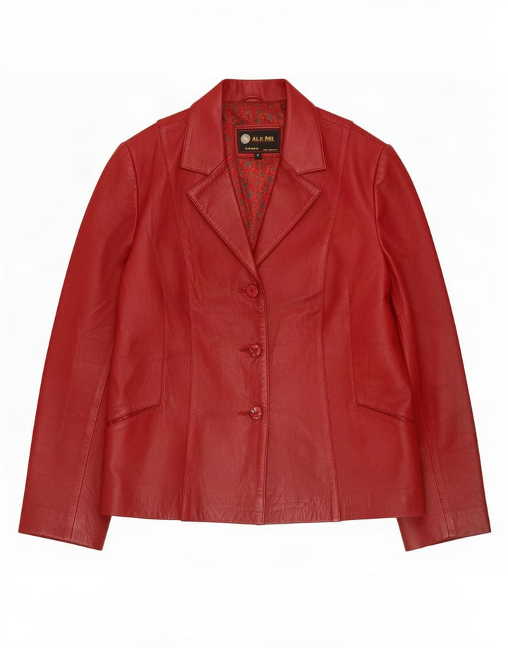 Jaqueta blazer feminina de couro com 3 botões Alji Piel IT 44 médio vermelho