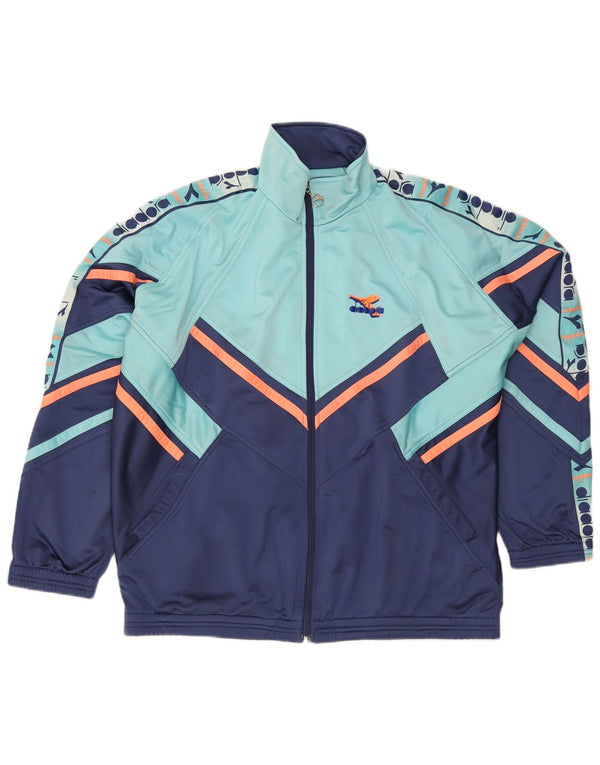 Diadora Mens Graphic Tracksuit Top Jacket UK 48 2XL Azul Colourblock