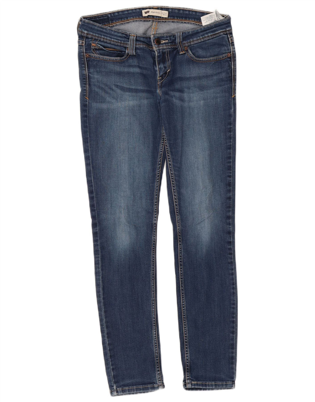 Calça jeans skinny feminina com curva leve e cintura baixa da LEVI'S W29 L32 algodão azul