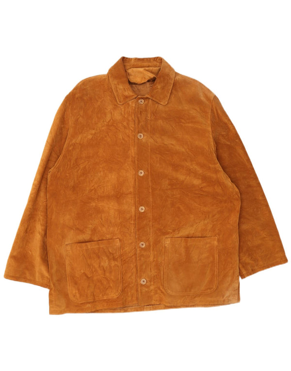 Jaqueta masculina vintage de camurça UK 42 XL couro bege