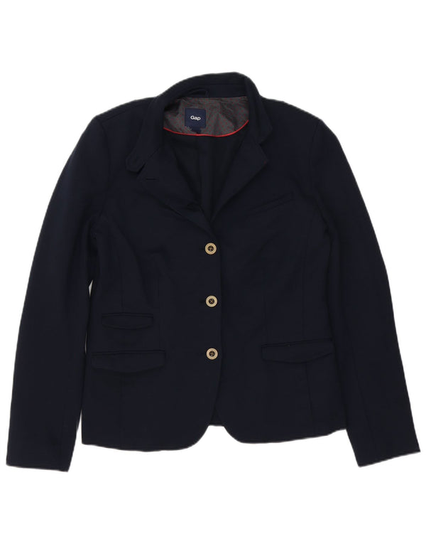 Jaqueta blazer feminina Gap com 3 botões Reino Unido 14 grande algodão azul marinho