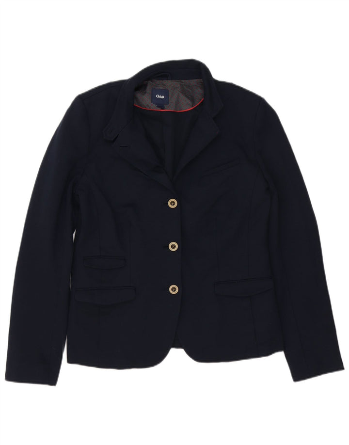 Jaqueta blazer feminina Gap com 3 botões Reino Unido 14 grande algodão azul marinho