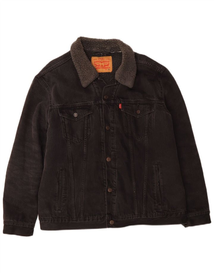 Jaqueta jeans masculina Levi's Sherpa UK 44 2XL algodão preto