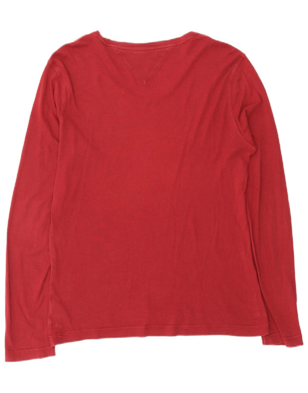 Tommy Hilfiger Mens Top Manga Longa Reino Unido 14 Médio Algodão Borgonha