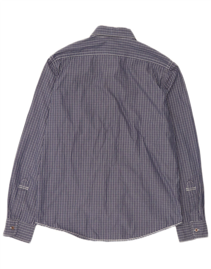 Camisa masculina RALPH LAUREN de algodão guingão azul médio