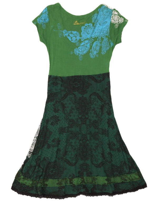 Vestido camiseta feminino Desigual com estampa gráfica UK 20 2XL verde paisley viscose