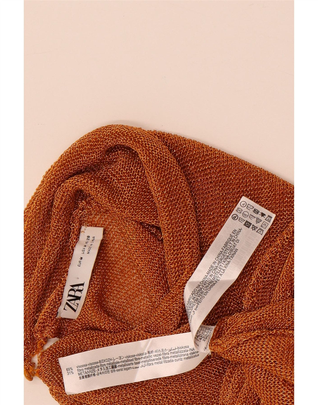 Zara Womens Crop See Through Top Manga Longa Reino Unido 12 Médio Laranja Viscose