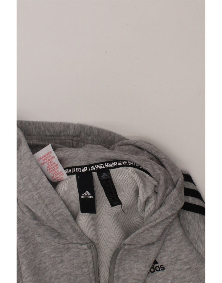 ADIDAS Boys Zip Hoodie Sweater 11-12 Years Grey Cotton Vintage Adidas and Second-Hand Adidas from Messina Hembry 