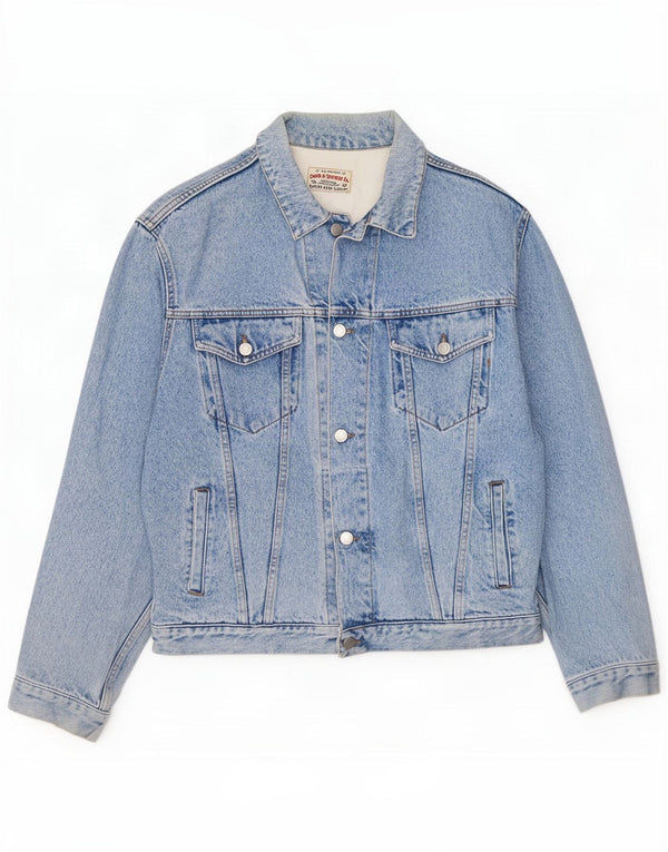 Jaqueta jeans masculina vintage Reino Unido 40 grande algodão azul