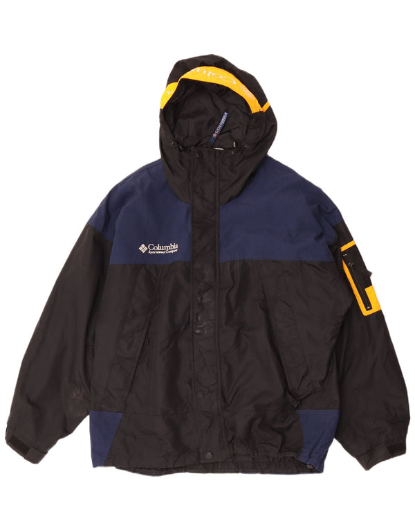 Jaqueta de chuva masculina Columbia Graphic com capuz Reino Unido 40 grande bloco colorido preto