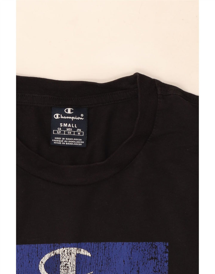 Camiseta masculina gráfica Champion pequena preta