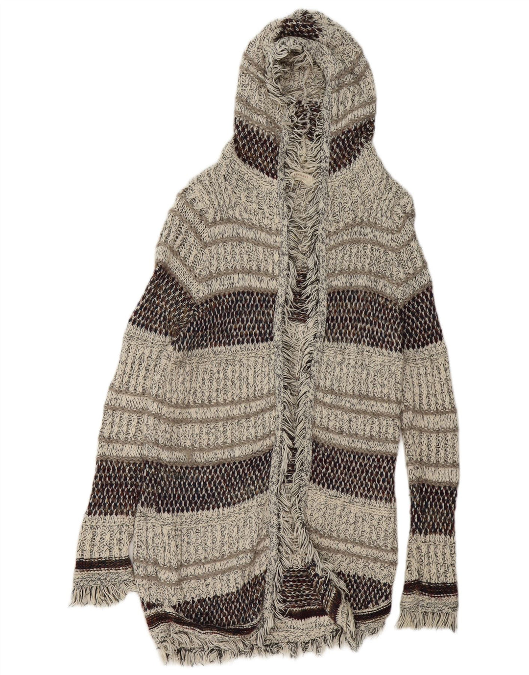 Suéter cardigã feminino com capuz e palangre ZARA Reino Unido 14 médio multicolorido