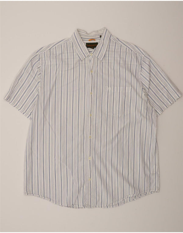 Camisa masculina de manga curta Timberland 2XL algodão listrado branco