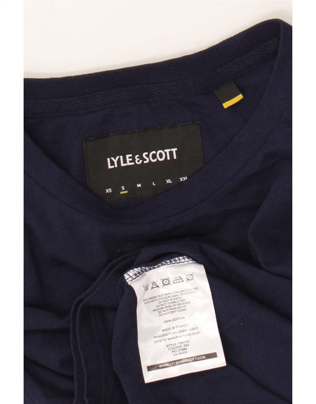 Camiseta masculina Lyle & Scott pequena algodão azul marinho