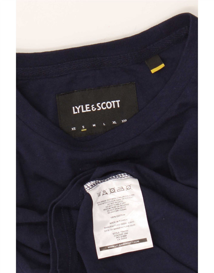 Camiseta masculina Lyle & Scott pequena algodão azul marinho