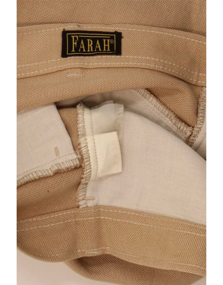 Calça masculina reta casual Farah W34 L29 poliéster bege