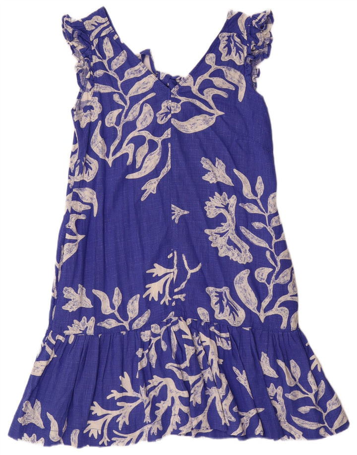 Próximo Vestido feminino evasê UK 10 pequeno azul floral viscose