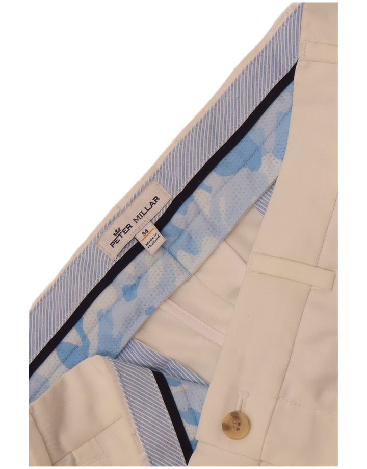 Peter Millar Mens Chino Shorts W34 Grande Poliéster Branco