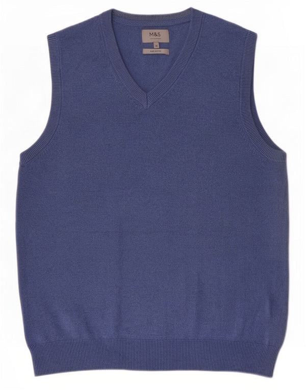 Regata masculina Marks & Spencer com colete de algodão azul médio