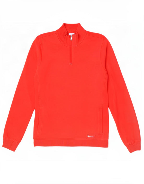 Suéter feminino Champion com gola e zíper UK 14 algodão vermelho médio
