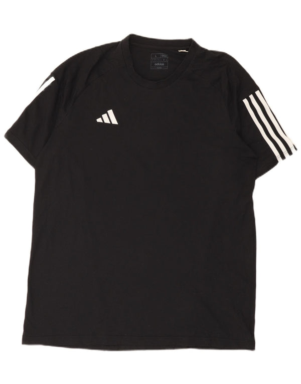Adidas Mens Regular Fit Camiseta Top Grande Algodão Preto