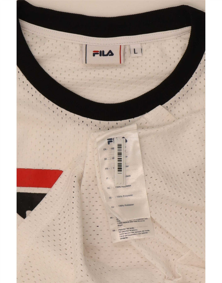 Fila Womens Graphic T-Shirt Top UK 16 Grande Poliéster Branco
