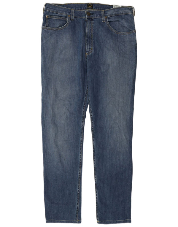 Lee Mens Brooklyn Straight Jeans W36 L32 Azul Algodão