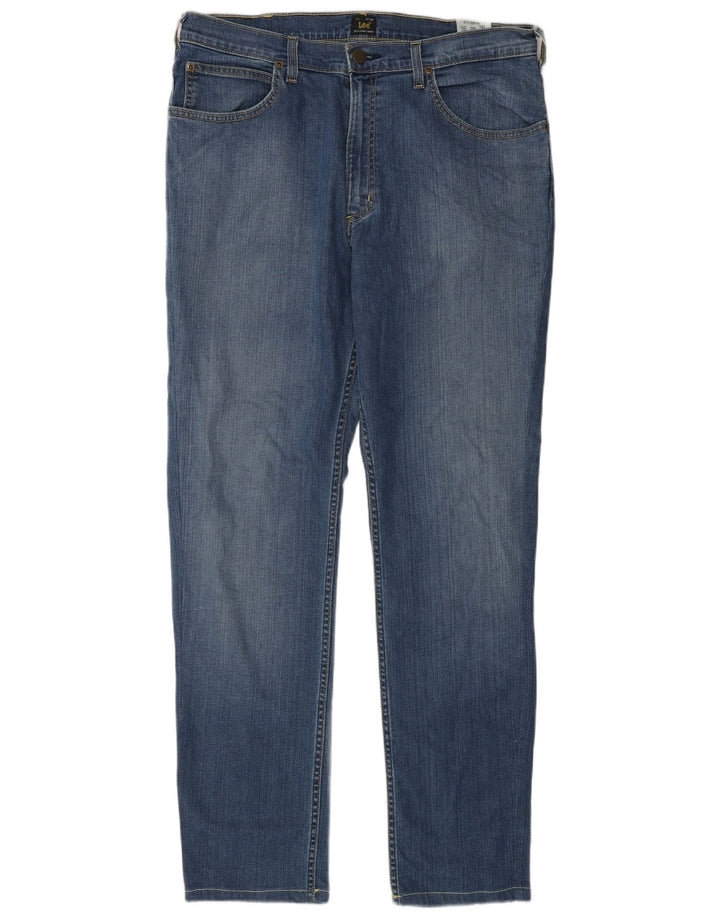 Lee Mens Brooklyn Straight Jeans W36 L32 Azul Algodão