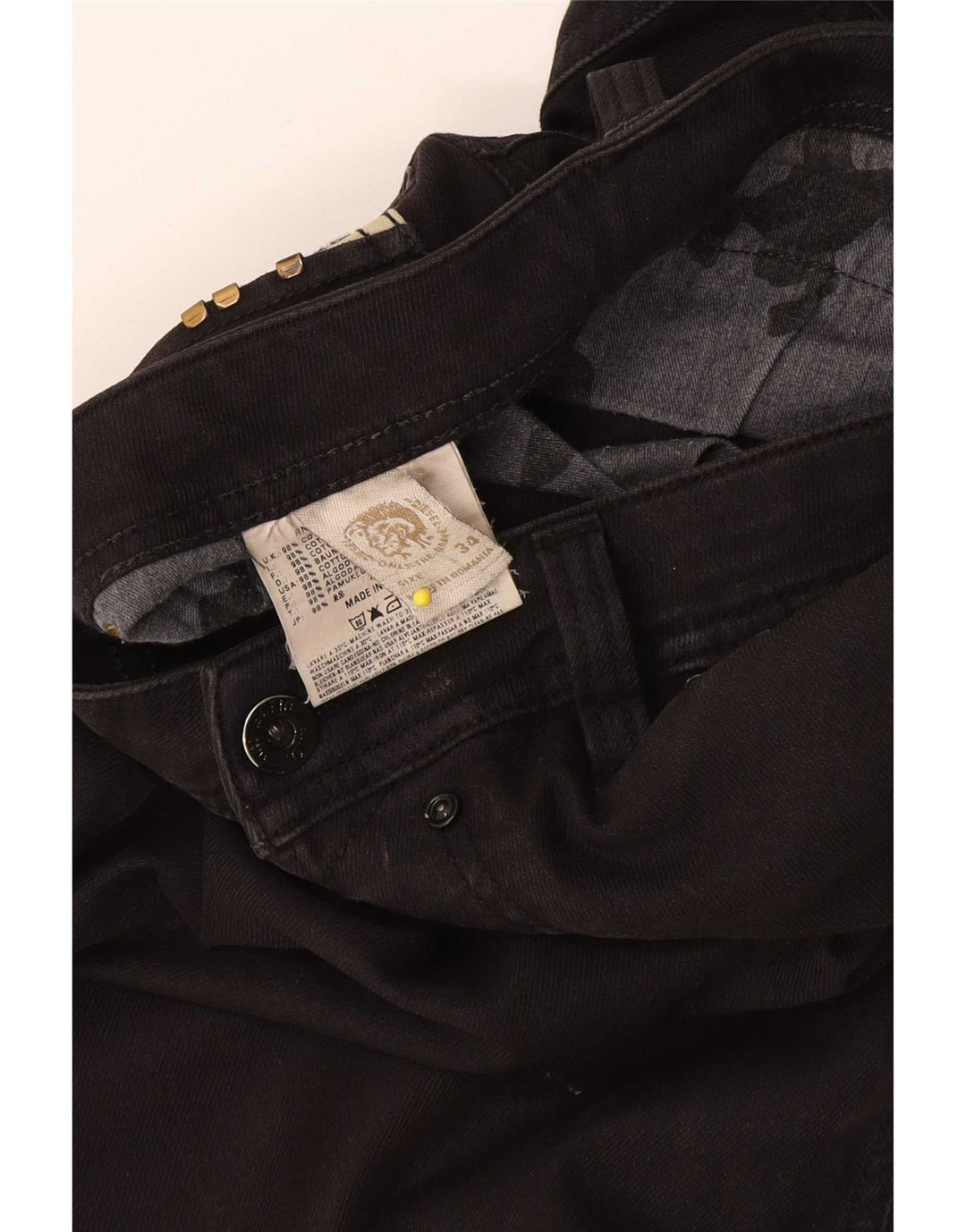 Diesel Mens Jeans Slim W34 L34 Algodão Preto